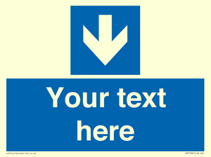 Custom Mandatory directional sign, blue arrow down